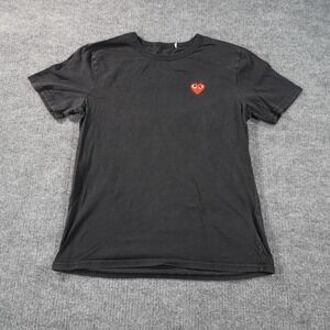 Comme des Garcons PLAY T-Shirt Mens M Black Red Heart Logo Short Sleeve Cotton